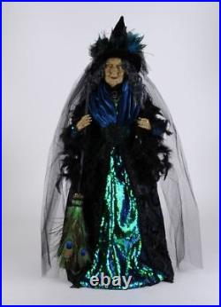 32 Karen Didion Priscilla Peacock Witch Doll Figure Blue Retro Halloween Decor