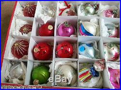 32 Large Vintage Glass Droplet Bauble Christmas Tree Decorations Retro Boxed
