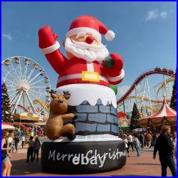 33FT Giant Christmas Inflatable Santa Claus in Chimney with Light Grow Up Xmas