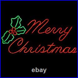 33 Inch Red & Green LED Neon Rope Light Merry Christmas Motif Lighted Silhouet
