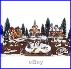 34 Piece Table Top Christmas Village Scene With Lights And Music