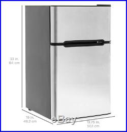 34in Double Door Chiller Cooler Office RV Dorm Small Freezer Mini Refrigerator