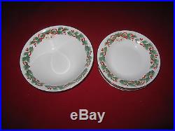 34pc SANGO NOEL 8401 CHRISTMAS DISHES withSERVING PCS HOLLY BELL 1900