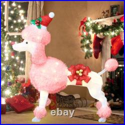 35 Christmas Poodle Dog Decoration with Lights3D Pink Dog Lighted-up Outdoo
