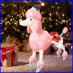 35 Christmas Poodle Dog Decoration with Lights3D Pink Dog Lighted-up Outdoo 35 Christmas Poodle Dog Decoration with Lights3D Pink Dog Lighted-up Outdoo