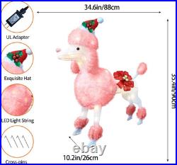 35 Christmas Poodle Dog Decoration with Lights3D Pink Dog Lighted-up Outdoo 35 Christmas Poodle Dog Decoration with Lights3D Pink Dog Lighted-up Outdoo