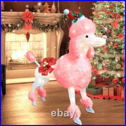 35 Christmas Poodle Dog Decoration with Lights3D Pink Dog Lighted-up Outdoo 35 Christmas Poodle Dog Decoration with Lights3D Pink Dog Lighted-up Outdoo