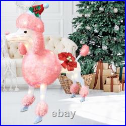 35 Christmas Poodle Dog Decoration with Lights3D Pink Dog Lighted-up Outdoo 35 Christmas Poodle Dog Decoration with Lights3D Pink Dog Lighted-up Outdoo