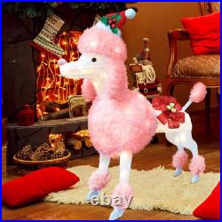 35 Christmas Poodle Dog Decoration with Lights3D Pink Dog Lighted-up Outdoo 35 Christmas Poodle Dog Decoration with Lights3D Pink Dog Lighted-up Outdoo