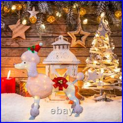 35 Christmas Poodle Dog Decoration with Lights3D Pink Dog Lighted-up Outdoo 35 Christmas Poodle Dog Decoration with Lights3D Pink Dog Lighted-up Outdoo