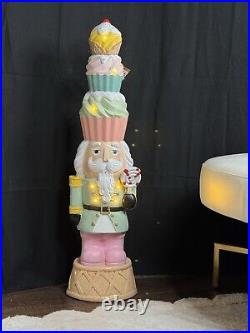 35 Pastel Nutcracker WithCupcake On Head & Candy, Christmas Decor Outdoor/Indoor