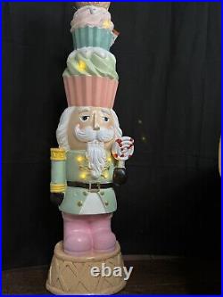 35 Pastel Nutcracker WithCupcake On Head & Candy, Christmas Decor Outdoor/Indoor