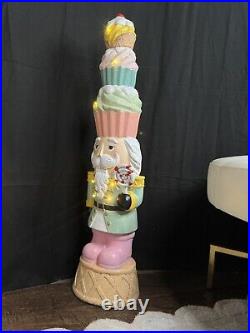 35 Pastel Nutcracker WithCupcake On Head & Candy, Christmas Decor Outdoor/Indoor