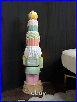 35 Pastel Nutcracker WithCupcake On Head & Candy, Christmas Decor Outdoor/Indoor