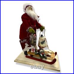 $364 Lynn Haney By One Hundred 80 Degrees Red Santa with Snowman Figurine 20