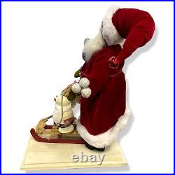 $364 Lynn Haney By One Hundred 80 Degrees Red Santa with Snowman Figurine 20