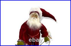 $364 Lynn Haney By One Hundred 80 Degrees Red Santa with Snowman Figurine 20