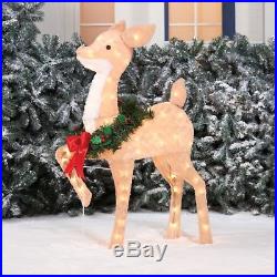 36In Christmas Fawn Deer Sculpture Xmas Holiday Outdoor Decor Yard Decoration