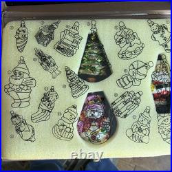 36 Christmas Ornaments Collection Vintage Handblown Handpainted Wood Brass Box