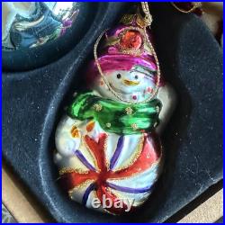 36 Christmas Ornaments Collection Vintage Handblown Handpainted Wood Brass Box