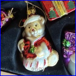 36 Christmas Ornaments Collection Vintage Handblown Handpainted Wood Brass Box