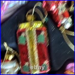 36 Christmas Ornaments Collection Vintage Handblown Handpainted Wood Brass Box
