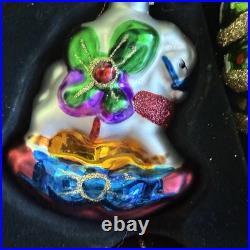 36 Christmas Ornaments Collection Vintage Handblown Handpainted Wood Brass Box