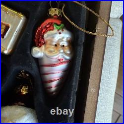 36 Christmas Ornaments Collection Vintage Handblown Handpainted Wood Brass Box