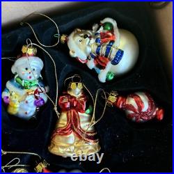 36 Christmas Ornaments Collection Vintage Handblown Handpainted Wood Brass Box