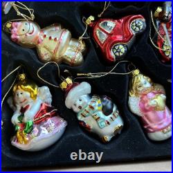 36 Christmas Ornaments Collection Vintage Handblown Handpainted Wood Brass Box