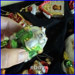 36 Christmas Ornaments Collection Vintage Handblown Handpainted Wood Brass Box