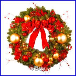 36 Decorative Christmas Wreath Red 100 Clear Lights Xmas Home Holiday Bulb Set