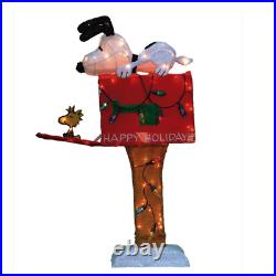 36 Lighted & Animated Soft Tinsel Snoopy on Mailbox Sculpture Christmas Decor