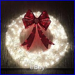 36 Lighted Red & White Christmas Wreath Outdoor Holiday Yard Decor