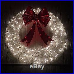 36 Lighted Red & White Christmas Wreath Outdoor Holiday Yard Decor