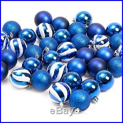 36 Piece Assorted Christmas Tree 60mm Ball Baubles Decorations (Blue)