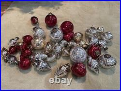 36 Restoration Hardware Mercury Glass ornaments in different sizes shapes colors