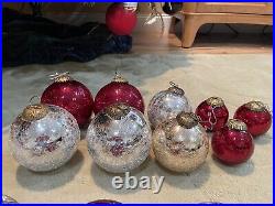 36 Restoration Hardware Mercury Glass ornaments in different sizes shapes colors