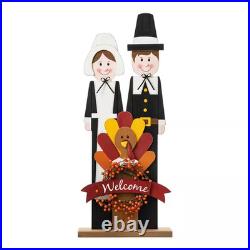 36 Thanksgiving Wooden Pilgrim Couple Home Decor Festive Fall Accent