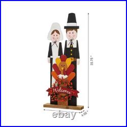 36 Thanksgiving Wooden Pilgrim Couple Home Decor Festive Fall Accent