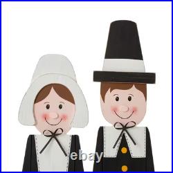 36 Thanksgiving Wooden Pilgrim Couple Home Decor Festive Fall Accent