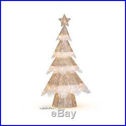 36 or 48 Gold White Lighted Glittered Christmas Tree Sculpture Outdoor Decor