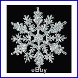 36 pcs 4 SILVER Glittered SNOWFLAKES Christmas Winter ORNAMENTS DECORATIONS