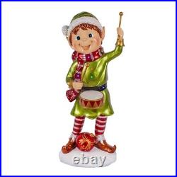 37 in. Drumming Pixie Elf with Multicolor Lights, Plug-In