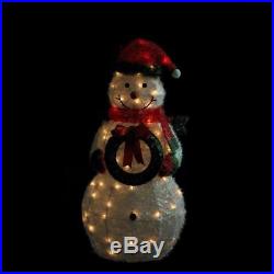 38 PRE-LIT TINSEL SNOWMAN OUTDOOR CHRISTMAS Yard Decoration Lighted Display