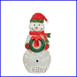 38 PRE-LIT TINSEL SNOWMAN OUTDOOR CHRISTMAS Yard Decoration Lighted Display