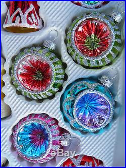 39 Vintage Concave Glass Ornaments Christmas Tree Baubles hand painted