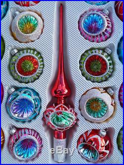 39 Vintage Mix Colour Glass Christmas Tree Baubles handmade
