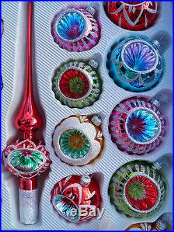 39 Vintage Mix Colour Glass Christmas Tree Baubles handmade