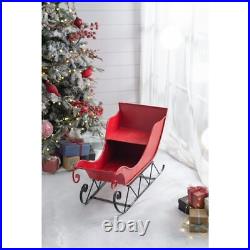 39x17.7x22H Iron Red/Black Sleigh Large, Distressed Christmas Santa Sleigh